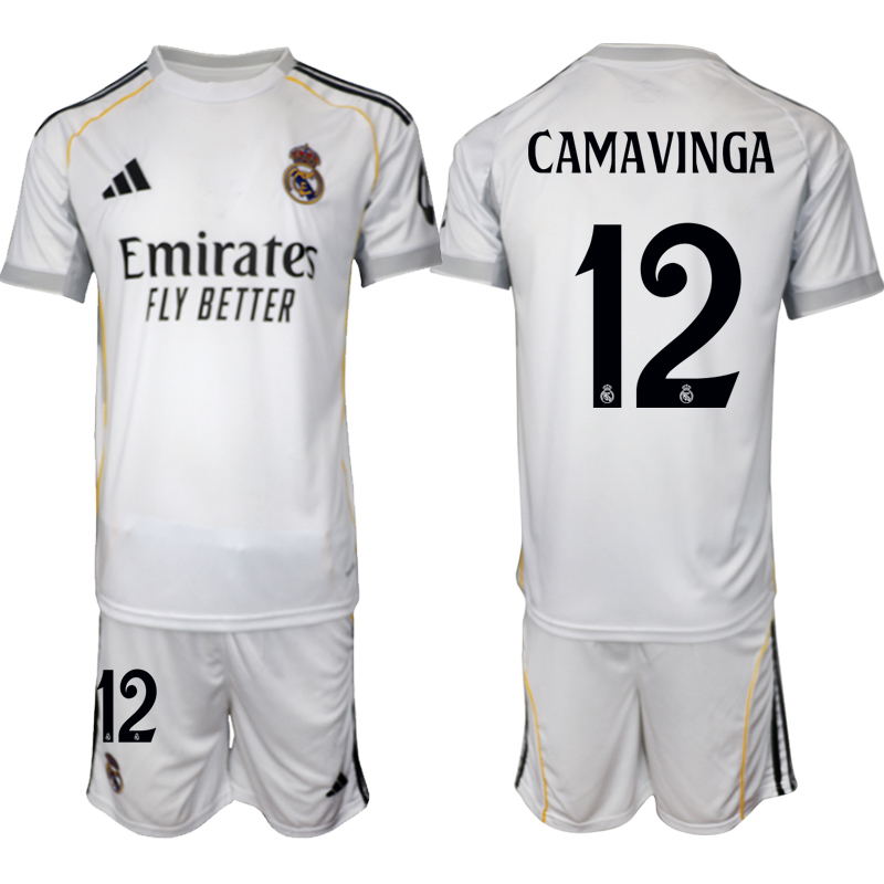 Men 2025-2026 Club Real Madrid home White #12 Soccer Jersey